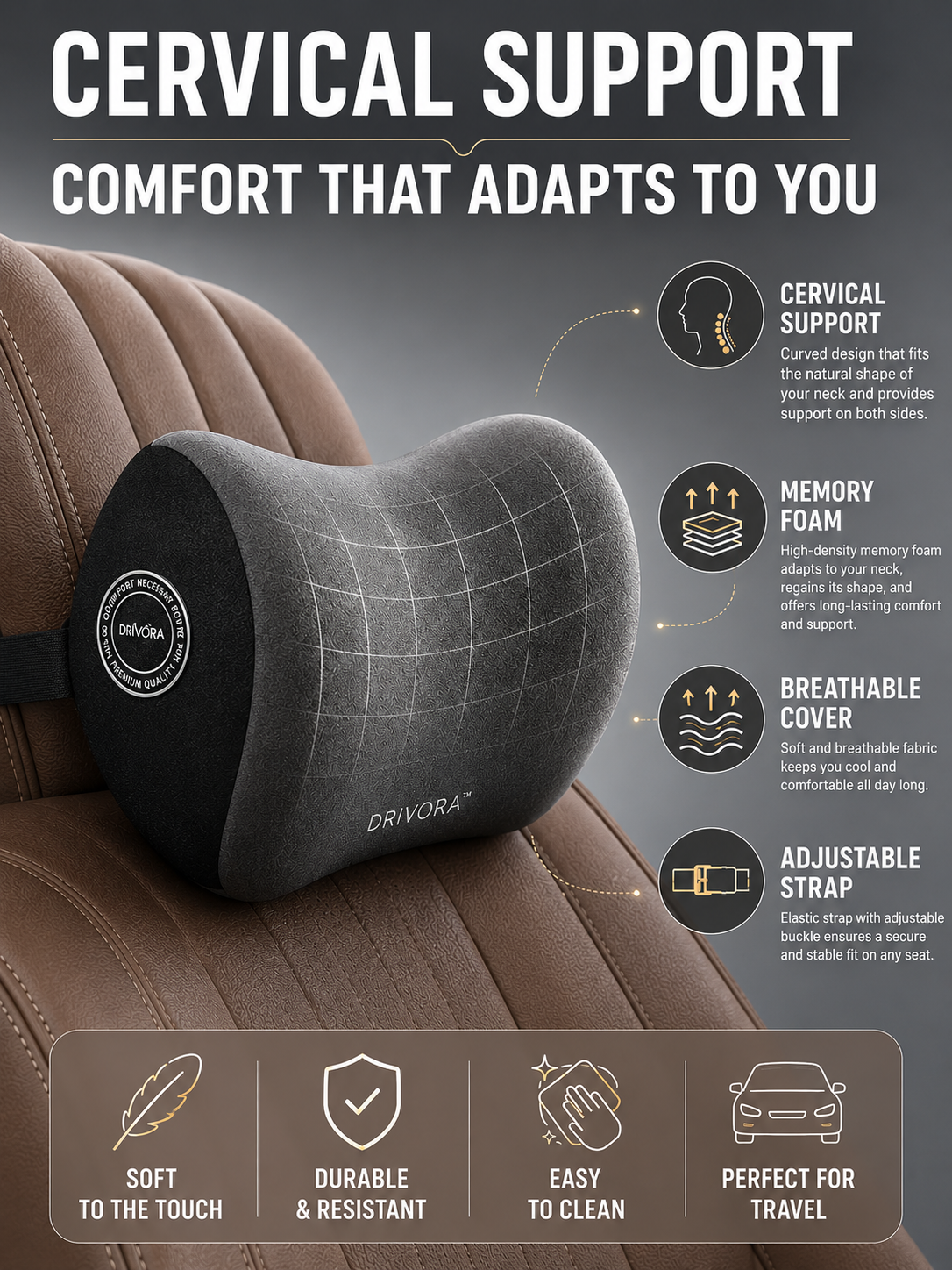 DRIVORA™ SET Completo — Soporte Lumbar + Cervical para Auto